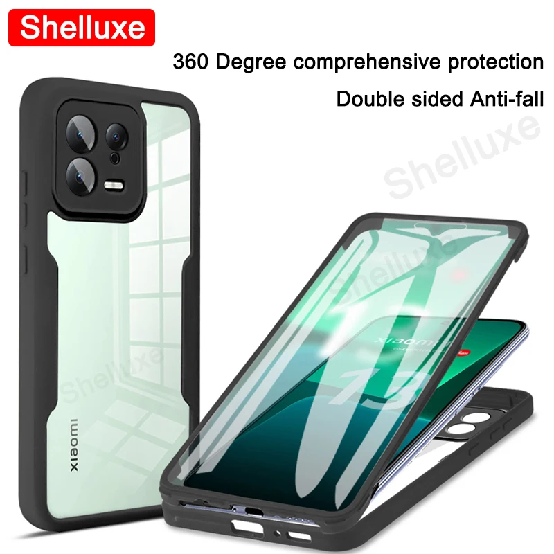 

For Xiaomi13 360 Full Body Front+Back Clear Case Shelluxe For Xiaomi Mi 13 Lite 13T Xiaomi13T Pro Silicone Double Sided Cover
