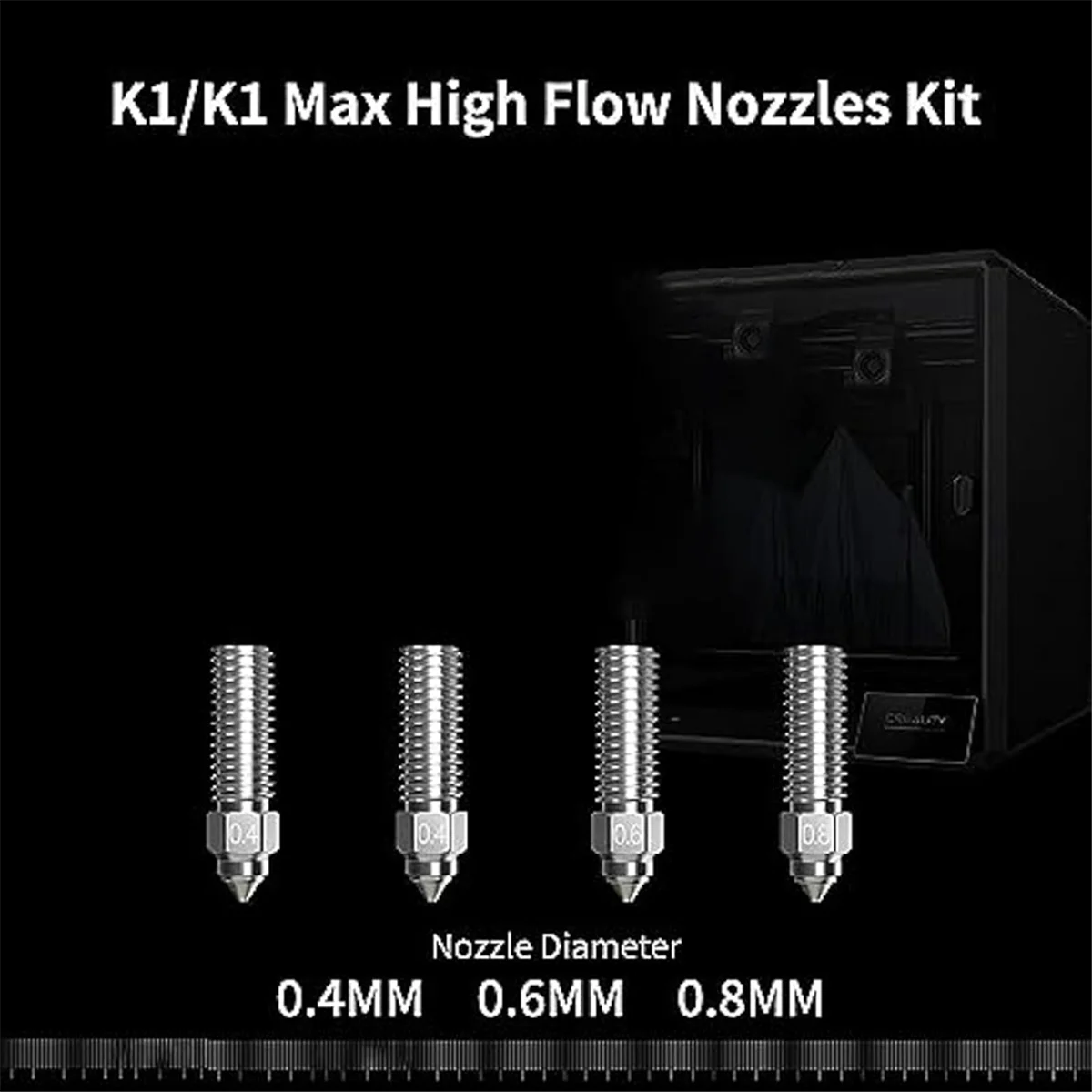 ชุดหัวฉีดไหลสูง4ชิ้น, หัวฉีดสำหรับพิมพ์สำหรับ pla/abs/petg/tpu/pp/pc ฯลฯพร้อมใช้งานสำหรับเครื่องพิมพ์ K1 K1 3D สูงสุด