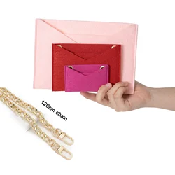 Kits de conversión para Pochette de monograma kinigami (Juego de 3), organizador de insertos de bolsa, forro interior, cadena de aluminio ligero de 120cm