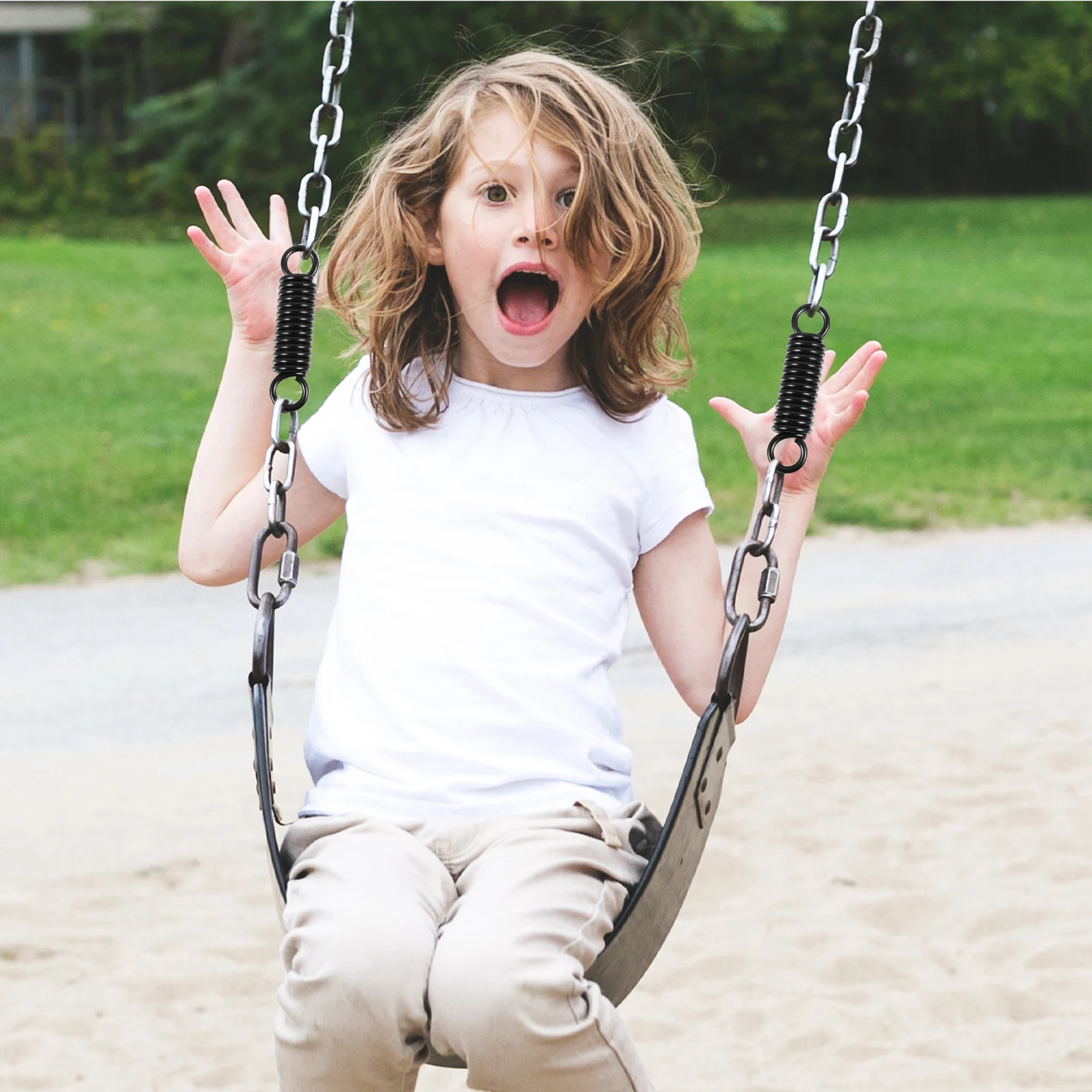 

1 set Heavy Duty Swing Chair Spring Set Black Long Coil Springs for Hammock Hanging Tools with Rotating Rings Outdoor Furniture