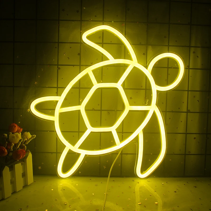 ineonlife New LED Neon Sign Sea Turtle Design Wall Hanging Art Neon Light USB Powered Lamps For Kids Room Decor Shop Xmas Gift