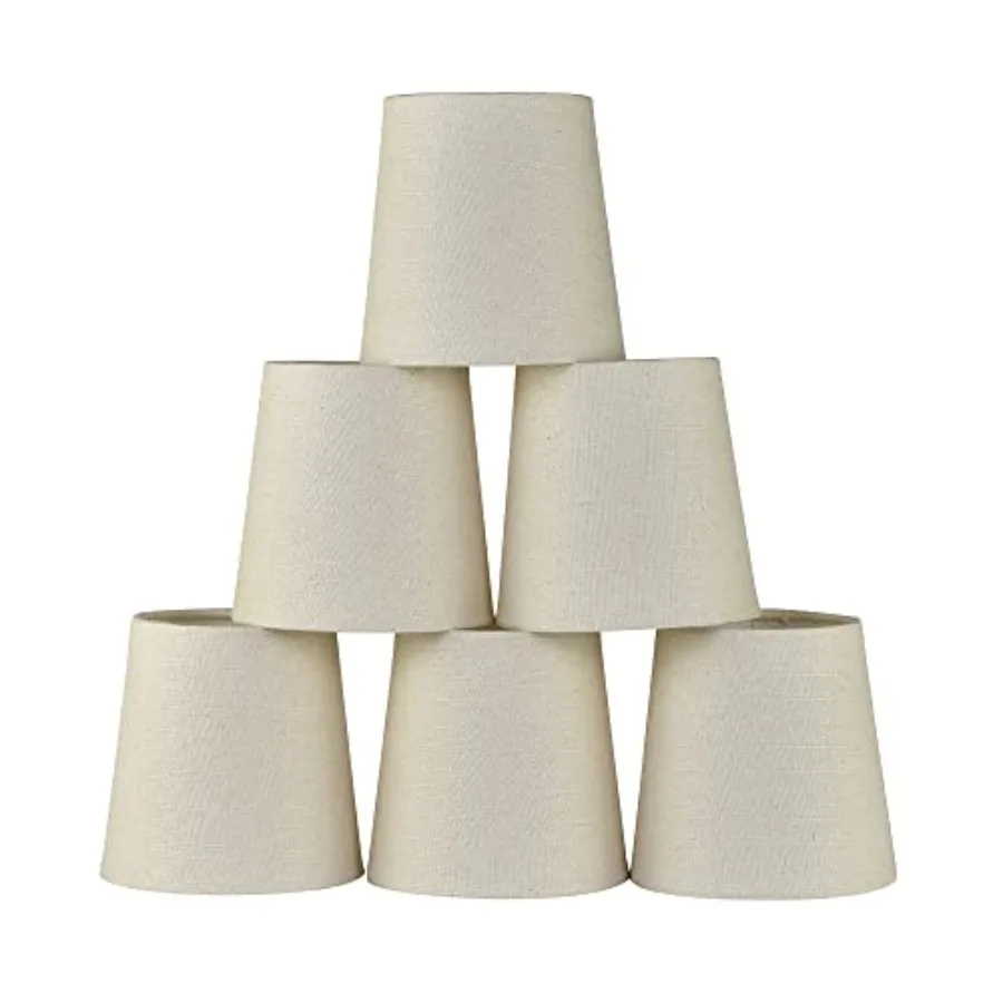 

VALO Clip-on Chandelier Fabric Lamp Shades, Set of 6, Small Barrel, 5.2"×4"×H5.2", Linen, Handmade, Traditional Decorative, ONL