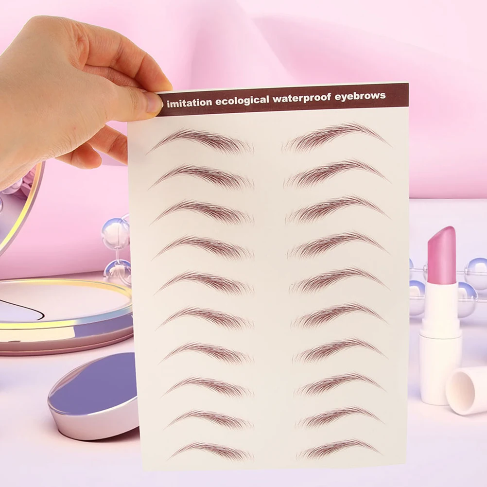 

4 Sheets 3D Realistic Waterproof Eyebrow Stickers Natural Hair-Like Design Long Wear Brow Replacement for Women Daily Makeup