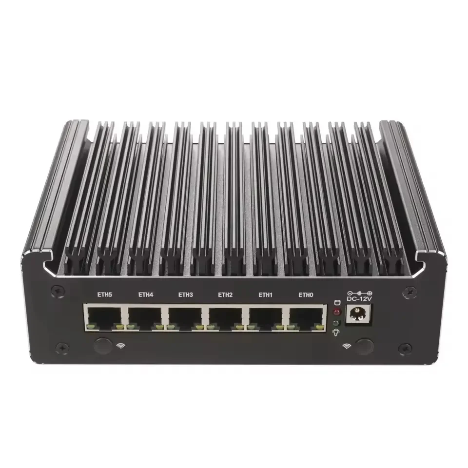 6x i226-V 2.5G Intel N150 7505 Firewall Router Fanless Mini PC DDR4 NVMe 1*COM Type-C pfSense OPNsense ESXi Mini Computer