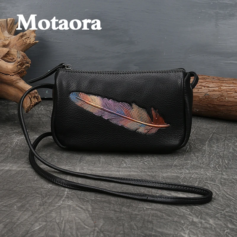 MOTAORA Retro Women\'s Handbag 2024 New Leather Ladies Shoulder Bags Vintage Solid Color Female Messenger Bag Woman\'s Phone Bags