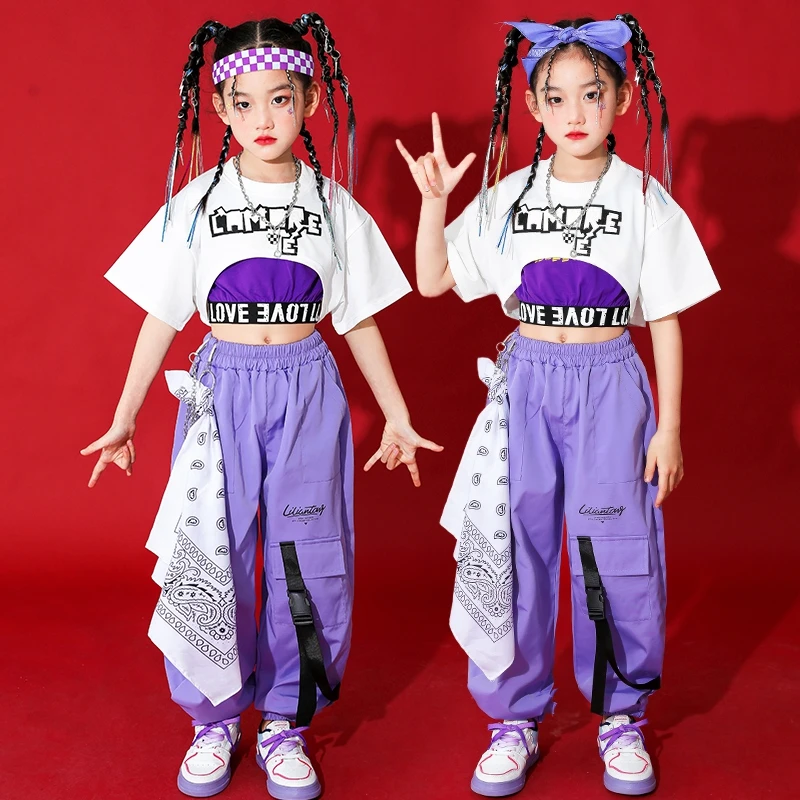 Jazz Dance Costumes for Kids Children\'s Hip-hop Street Dance Clothes Girls Ballroom Hip Hop Dancing Clothes Teen Stage Outfits