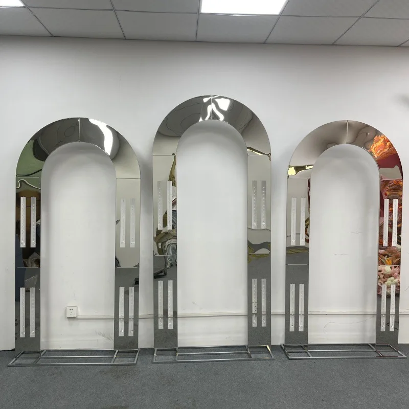 خلفية قوس الزفاف إطار باب من الفولاذ المقاوم للصدأ حامل زهور لحفلات أعياد الميلاد وحامل خارجي ديكور فاخر