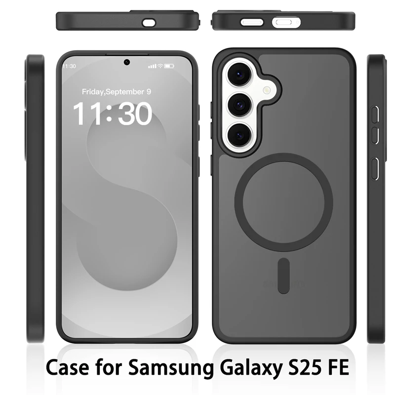 For Samsung Galaxy S25 FE S24 S23 FE Case Magnetic Matte PC+TPU Anti-Fingerprints Smooth Touch Translucent Cover