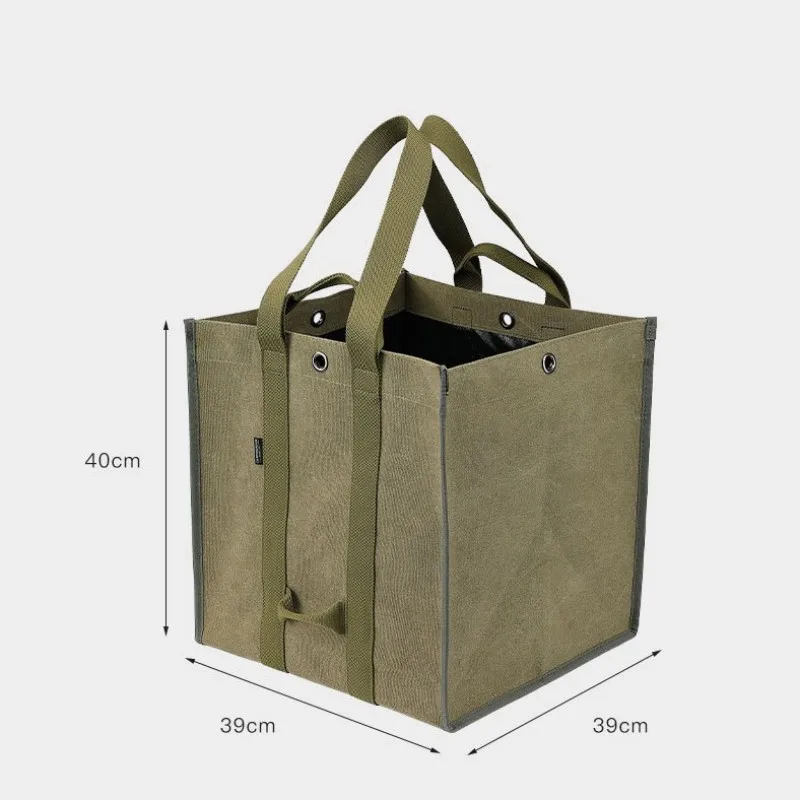 Canvas Firewood Storage Bag Transport Heavy Duty Log Storage Holder Carrier Fire Wood Tote Outdoor Portable Wood Organizer Bag