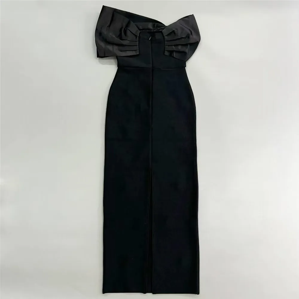 New Luxury Fashionable Sexy Women Bandage Off-The-Shoulder Bow Slimming Dress Long Dresses For Women Evening Party Dresses