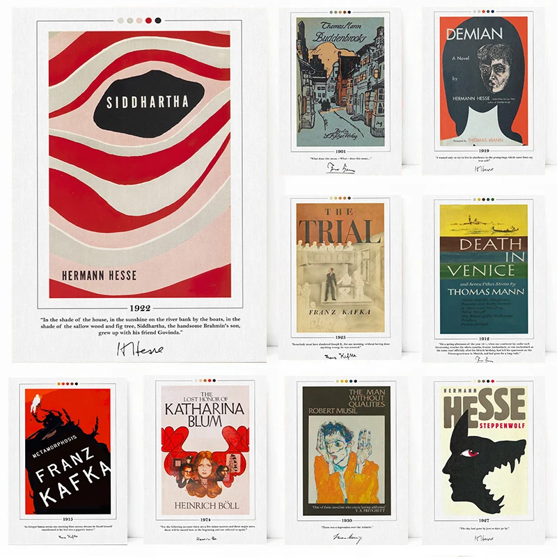 Cubierta de libro de literatura alemana, póster, cubierta de libro, impresiones de exposición, pintura en lienzo, imágenes artísticas de pared, decoración Vintage para habitación del hogar