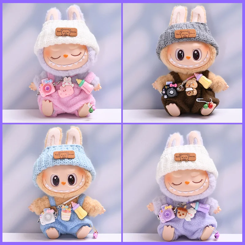 

For V1 V2 Labubu Doll Clothes Bottle Camera With Pants Set Labubu Clothing Replacement Doll Accessories