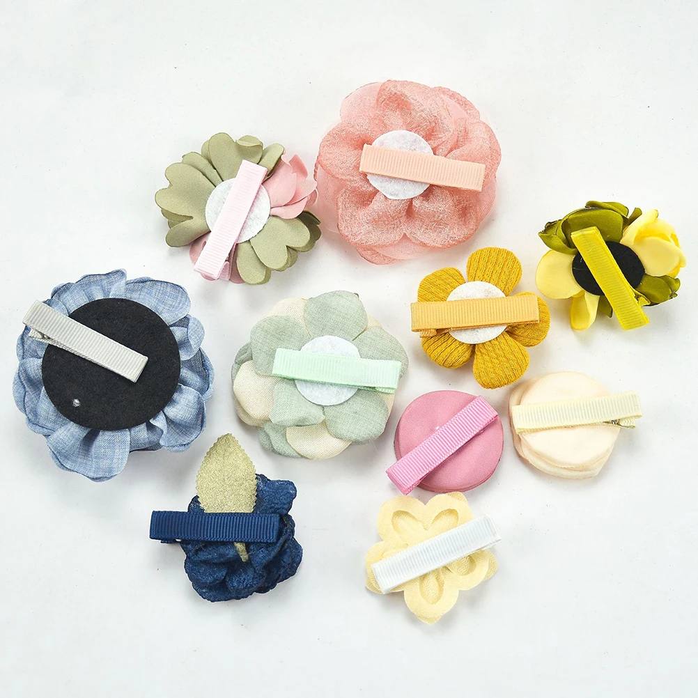 

10Pcs Hair Clips Set Durable Material Classic Design Easy to Use Travel Gift for Kids and Girls Mixed Color Flower Hair Clips