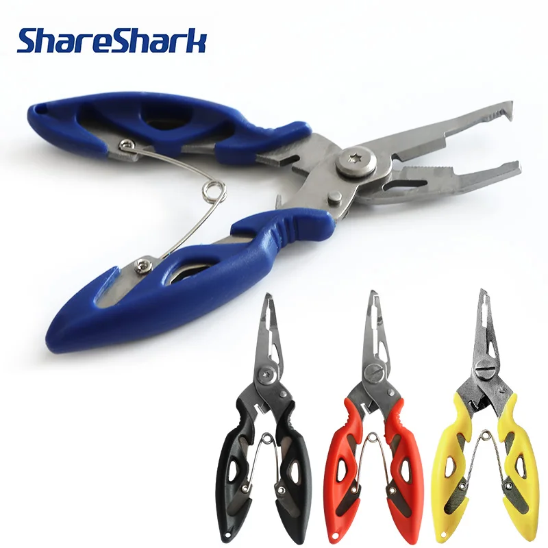 ShareShark Multifunktionale gebogene Mund-Straßen-Unterzange, Schneidlinien, Entkopplung von Angelhaken, Outdoor-Angelwerkzeug, Zange