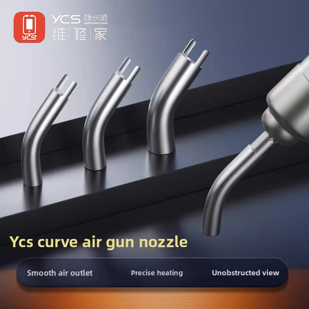 

YCS Curved Air Gun Nozzle Set 5mm/6mm/8mm/10mm Mobile Phone Repair Motherboard Soldering Hot Air Gun Curved Nozzle Tool