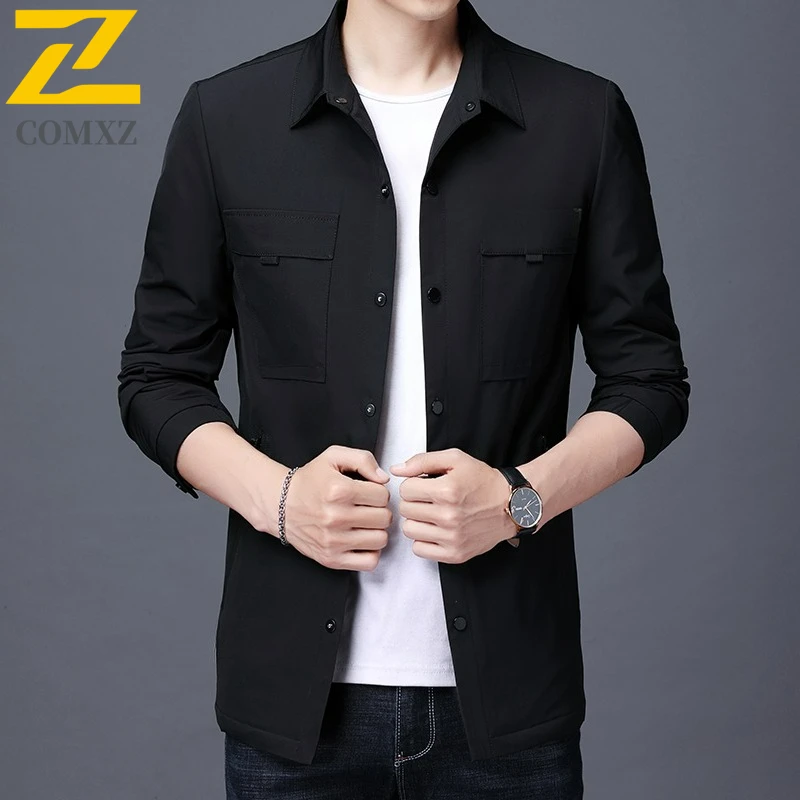 

COMXZ 2025 New Jacket Male High Quality Turndown Collar Climbing Windproof Coat Fashionable Lightweight Spring Autumn Clothing