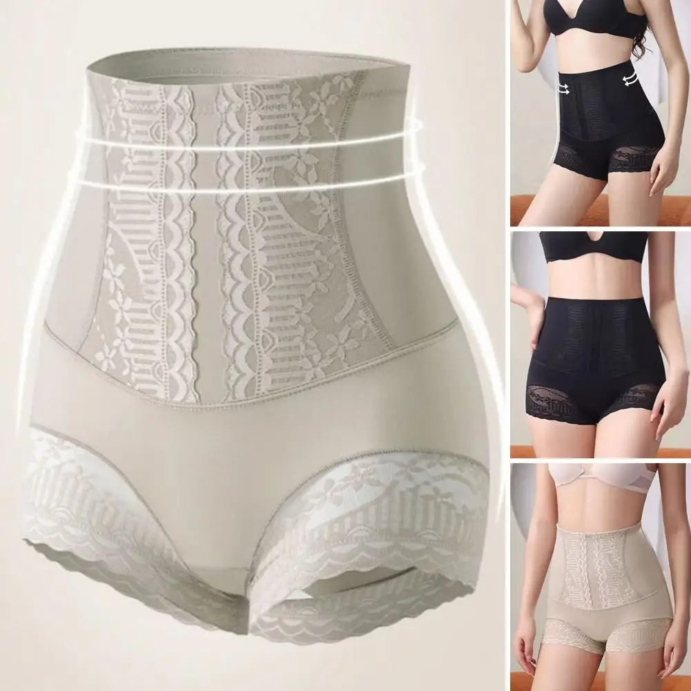 Women Tummy Control Butt-lifted Panties High Waist Lace Slimming Underwear Pospartum Compression Yoga Underpants Briefs