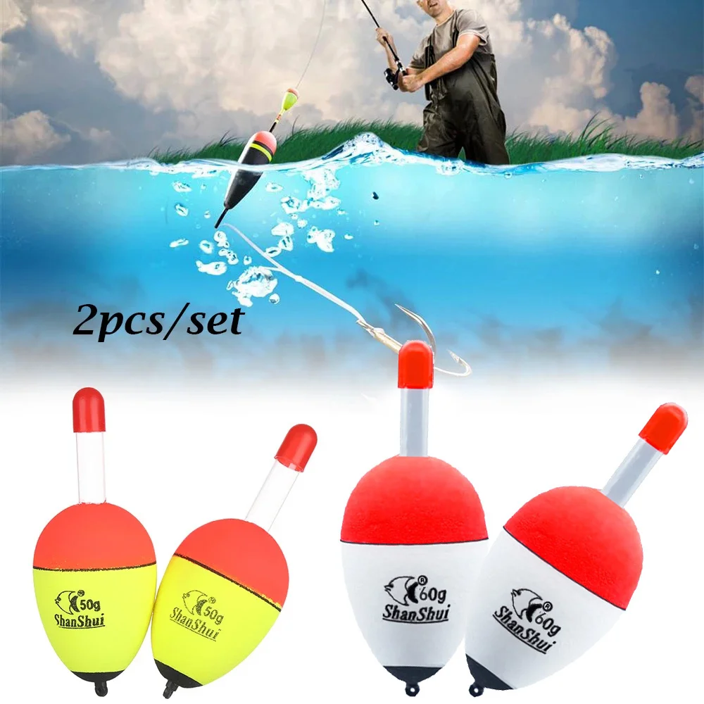 2 pçs eva luminosa pesca noite flutuador luz vara espuma plástico bobber mar rocha flutuabilidade 10/20/30/40/50/60g/70/80g