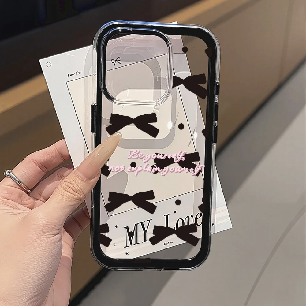INS Bowknot para iPhone 16 Pro Max funda iPhone 15 13 11 12 17 14 Pro Max 17 Air 2 en 1 funda de silicona suave transparente a prueba de golpes