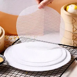 10PCS Non-Stick Steamer Mat Food Grade Silicone Reusable Dim Sum Pad Round Baking Mat Kitchen Under Steamer Mat Cooking Tools