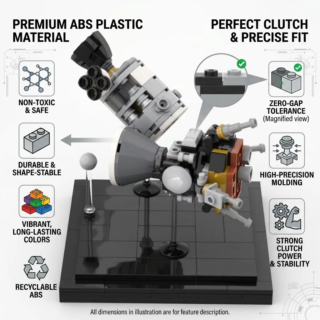 MOC Apollo 13 Mission Satellite Building Blocks Lunar Landing Spacecraft DIY Model Bricks Set Desktop Decor Gift