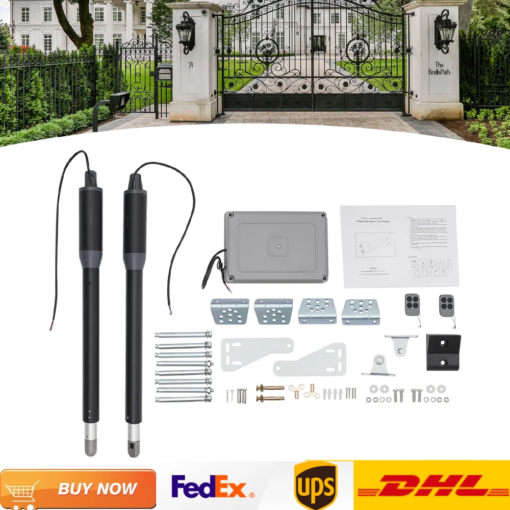 Dual Swing Automatic Gate Opener, Electric Gate Opener Operator Security System with Remote for Dual Swing Gates Up To 650lb