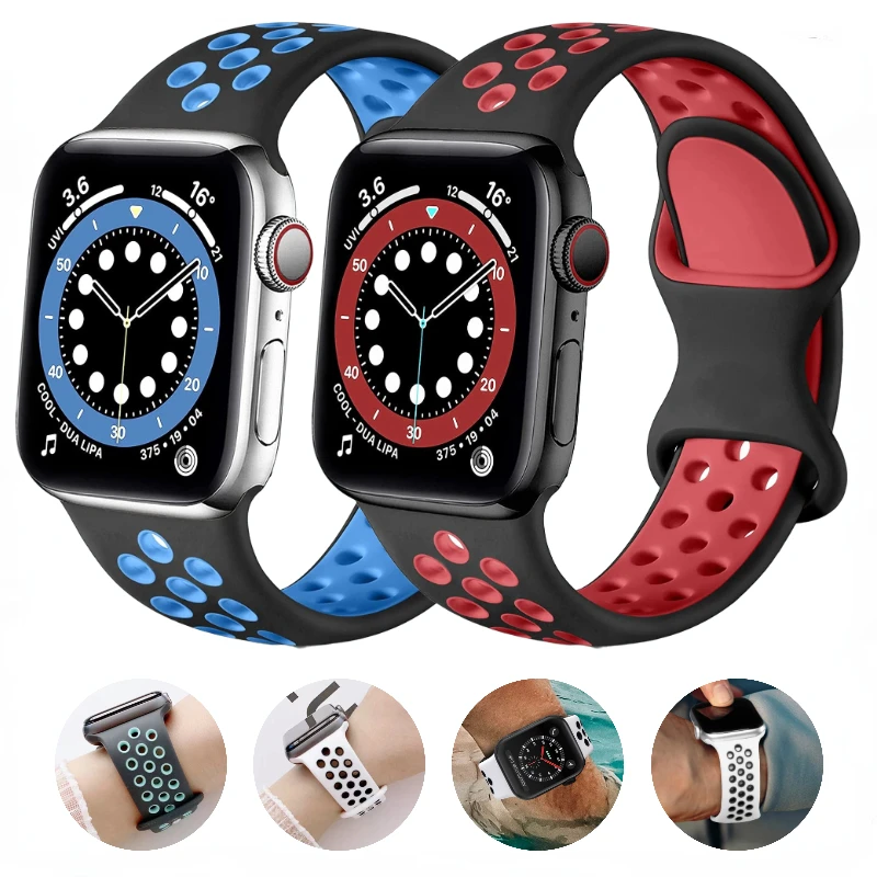 

Silicone Strap For Apple Watch Ultra 10 49mm 46mm 45mm 41mm Sports Bracelet Wristband iWatch 9 8 7 6 5 4 SE 44mm 42mm 40mm 38mm