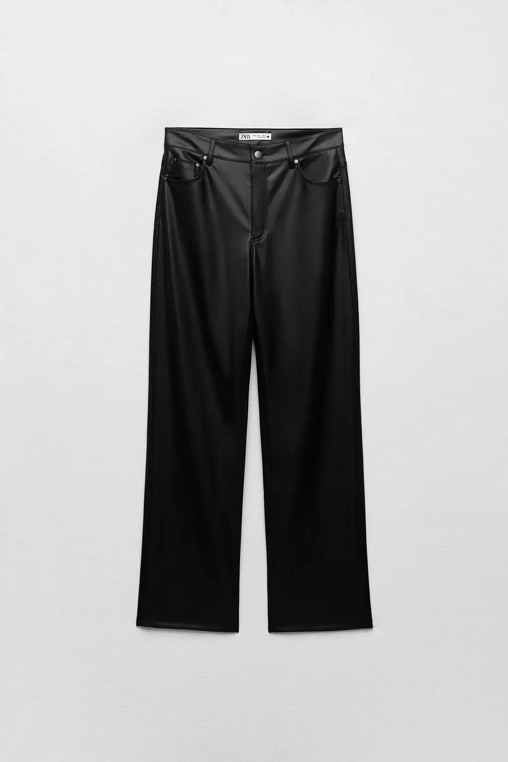 Plones Anchos de Piel Sintética Nea para Mujer, Otoño , Estilo Años 90, Plones Casus de Pierna Recta, Cintur...