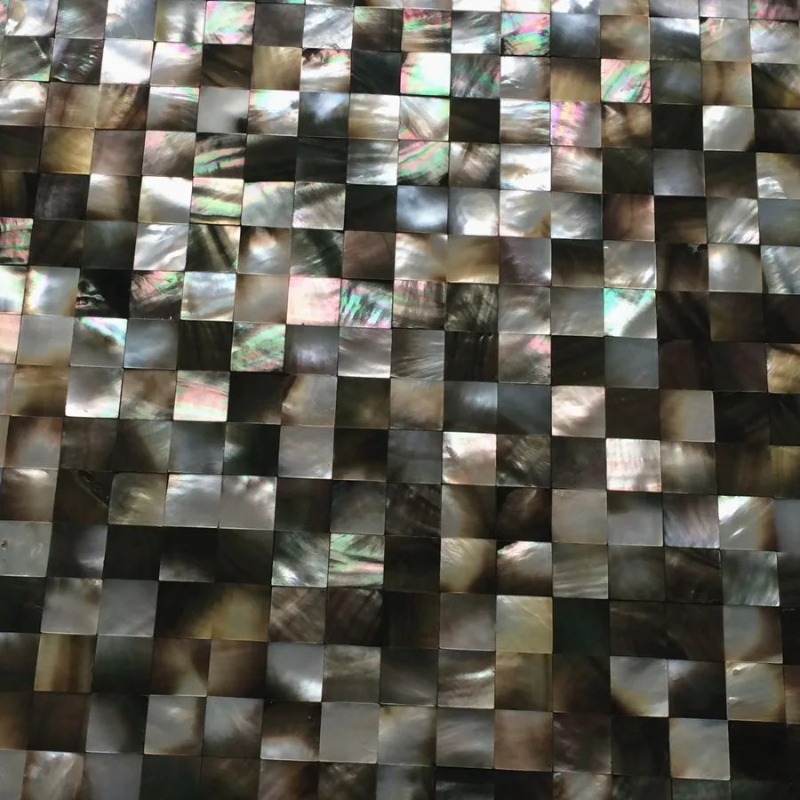 Black Abalone Shell Mosaic Tiles Mother of Pearl Natural Wall Panels for Kitchen Bathroom Shower Background Wallpaper Home Decor