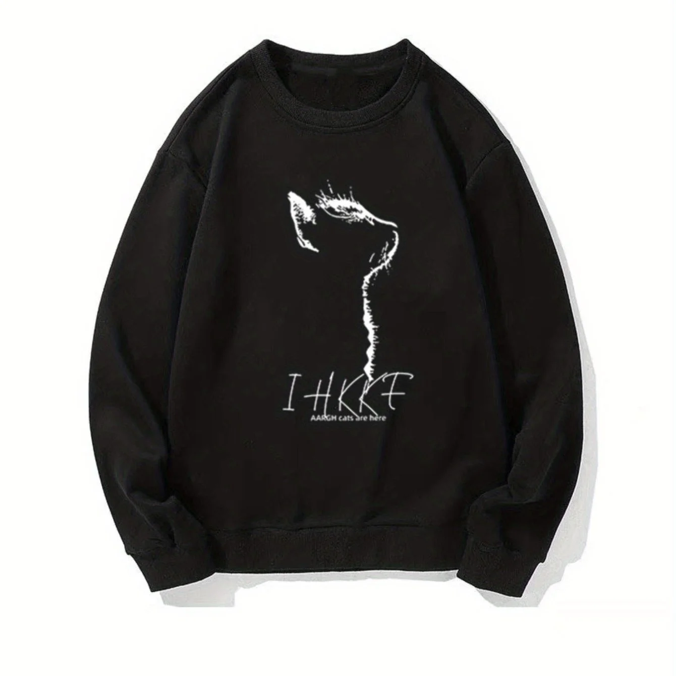 

Простой осенне-зимний мужской и женский спортивный свитшот с длинными рукавами и принтом кота, повседневная свободная уличная уличная одежда