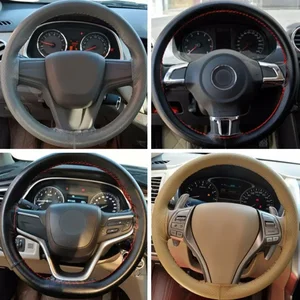 Capa universal para volante de carro, 38cm, couro, envoltório com melhor aderência esportiva para homens e mulheres, formato d, suv, carro 6 principais vendas capa volante girly - №4