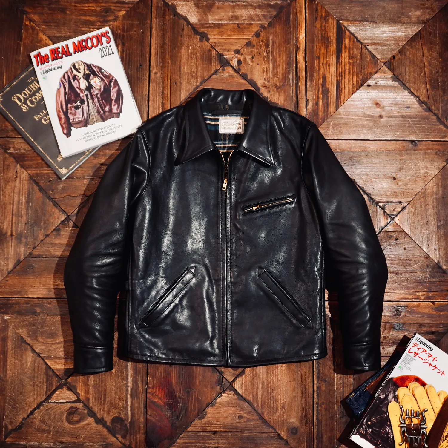 Tailor Brando Full Frain Vegetable Tanned Men's Short Genuine Leather Biker Jacket