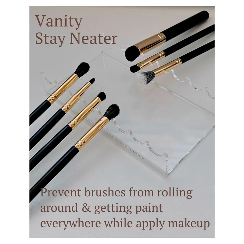 THIVN-Double Ended Acrylic Makeup Beauty Brush Organizer Holder 8 Slots Cosmetic Storage (CLEAR)