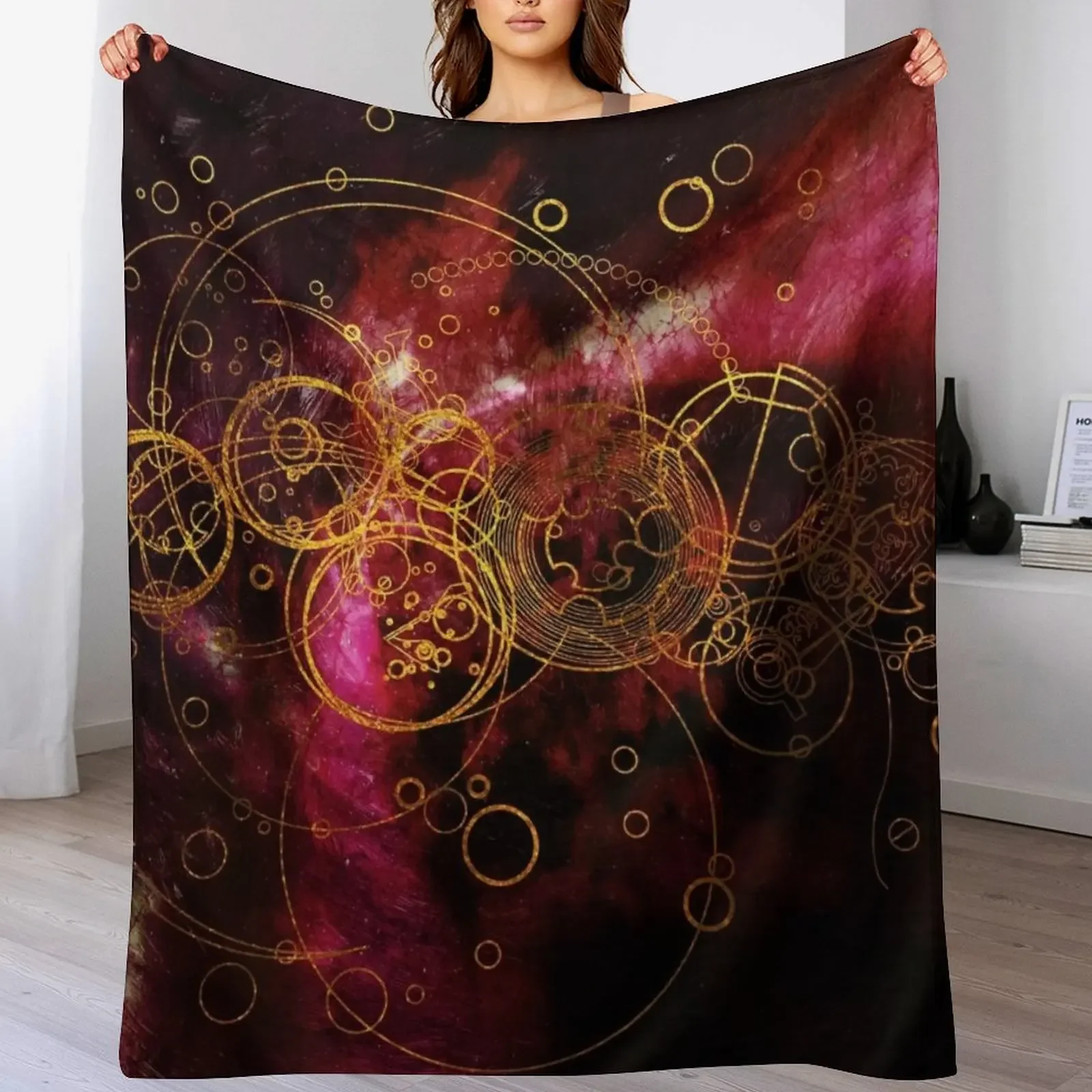 ClockWork Writing Red Throw Blanket Multi Purpose Soft Warm Blanket for Home Travel