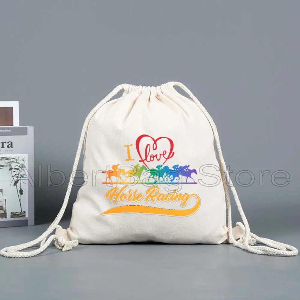 A Girl Who Loved Horses Funny Horse Racing Equestrian Riding Cute Gifts Horse Girl Drawstring Bags Soccer Backpack Gym Sackpack