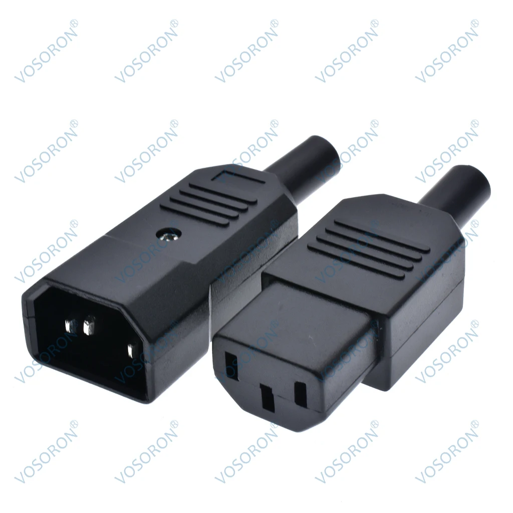 IEC Straight Cable Plug Connector C13 C14 10A 250V Black female&male Plug Rewirable Power Connector 3 pin AC Socket