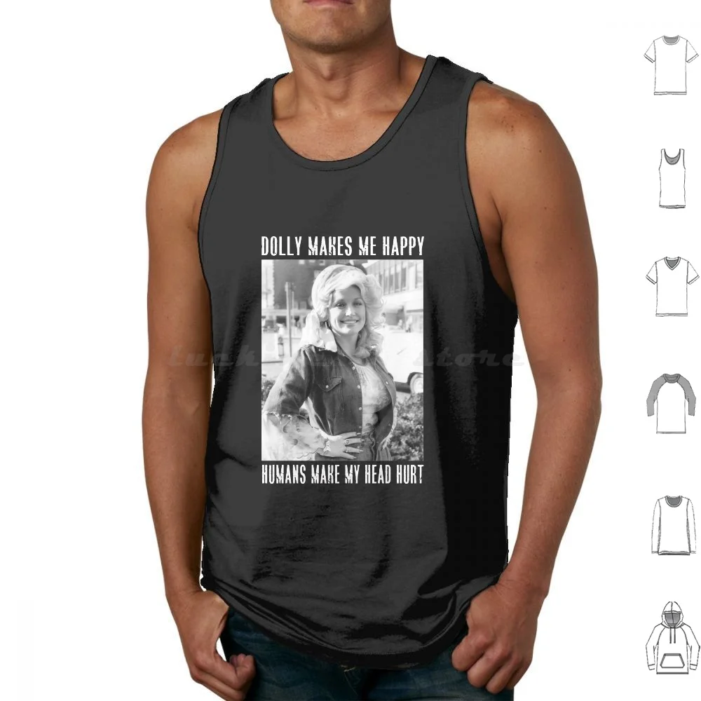 Retro Dolly Parton's Makes Me Happy Tank Tops Vest Sleeveless Retro Dolly Partons Makes Me Happy What Would Dolly Do Quote