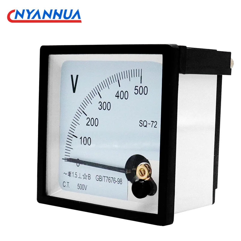 SQ-72 Analog Panel Voltage Meter Mechanical Pointer AC Voltmeter Gauge 250V 300V 450V 500V Accuracy 1.5