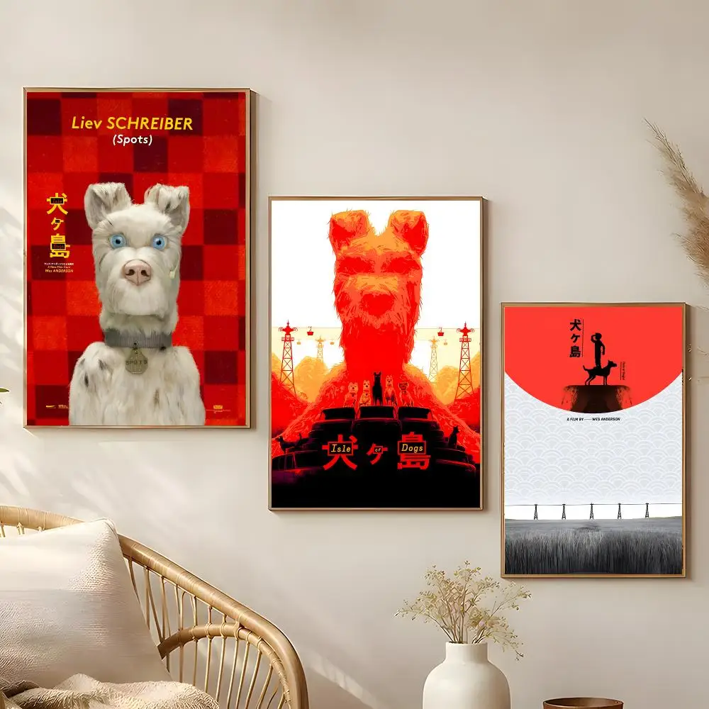 Movie Isle of Dogs Poster Poster Self-adhesive Art Waterproof Paper Sticker Coffee House Bar Room Wall Decor