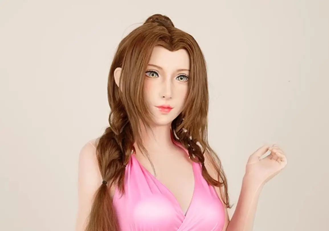 

(Aerith) Силиконовая маска кигуруми для косплея на всю голову с поддельными глазами, трансгендером, Drag Queen