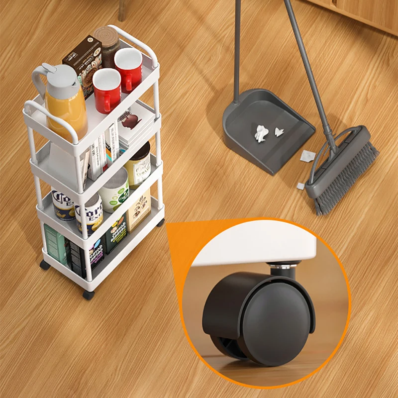 3 / 4-layer Ultra-thin Mobile Shelf Unit For Kitchen Accessories Bathroom Storage Rack Ideal for Kitchen and Floor Organizer