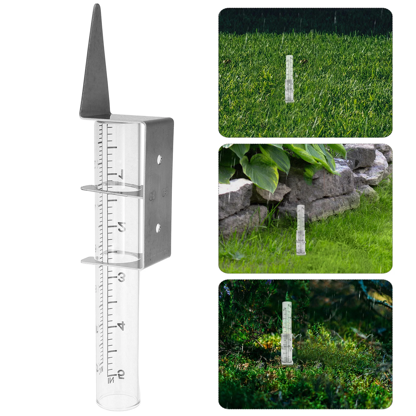 

Garden Rain Gauge Stainless Steel Mounting Bracket Precise Measurement Outdoor Water Gauge Durable Elegant Design Patio Yard