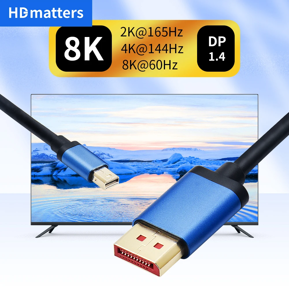 Kabel Mini DP 144 Hz Thunderbolt 2 Kabel portu Mini Display do adaptera DisplayPort 1.4 8K Kabel Mini DP do DP 1.2 4K