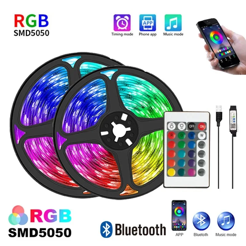 160leds/m Luces LED Para Habitacion 100ft 5M 10M 15M 5050 12V RGB Gaming Room Decoration Wifi  Smart LED Strip Light