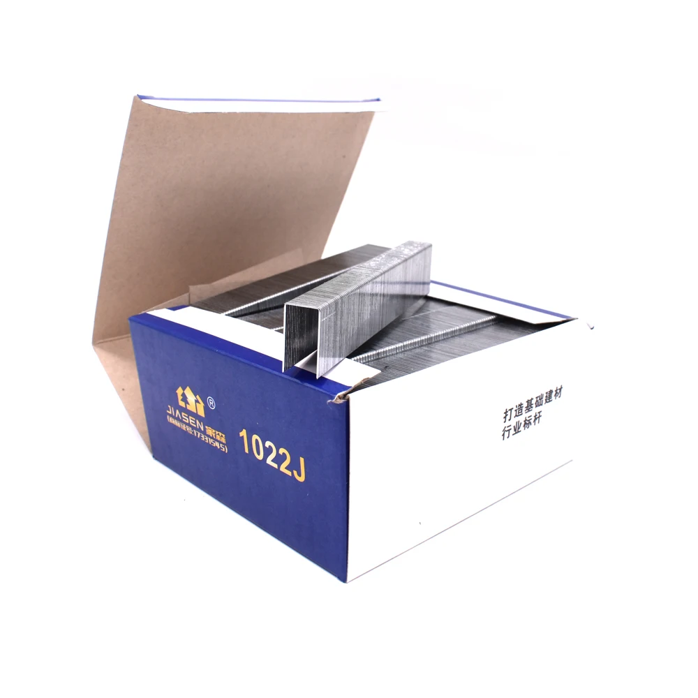 Galvanized Steel Staples - 1006J/1008J/1010J/1013J/1016J/1022J U-Type Air Gun Nails, 4000Pcs/Box for Woodworking
