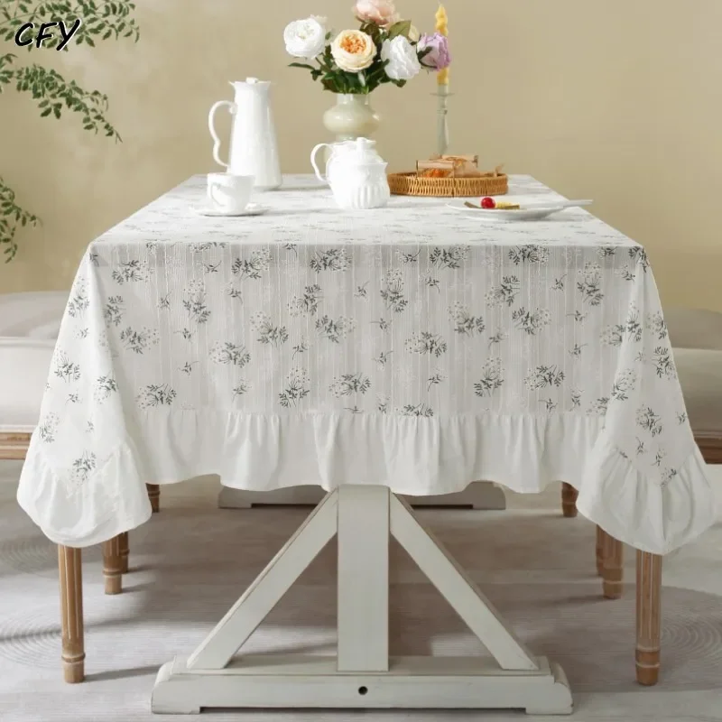 

Korean Cotton with Ruffled Edges Tablecloth Rectangular Table Cloth Kitchen Table Map Towel Tablecloth Christmas Decoration