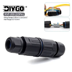 IP68 Electrical Waterproof Connector Wire Cable Outdoor Plug Straight 2/3 Pin  Quick Push in Terminal block Conductor Connector