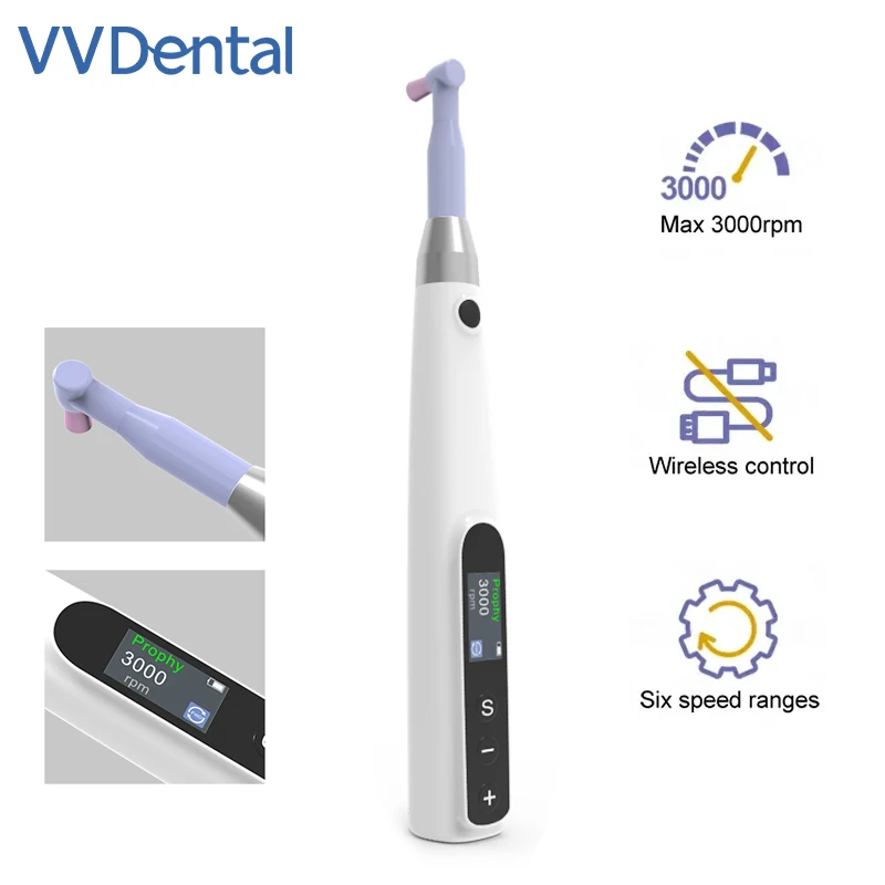 VVDental Dental Cordless Polishing Wireless Electric Motor With Prophy Angles Machine Rechargeable Polishing Motor 3000rpm