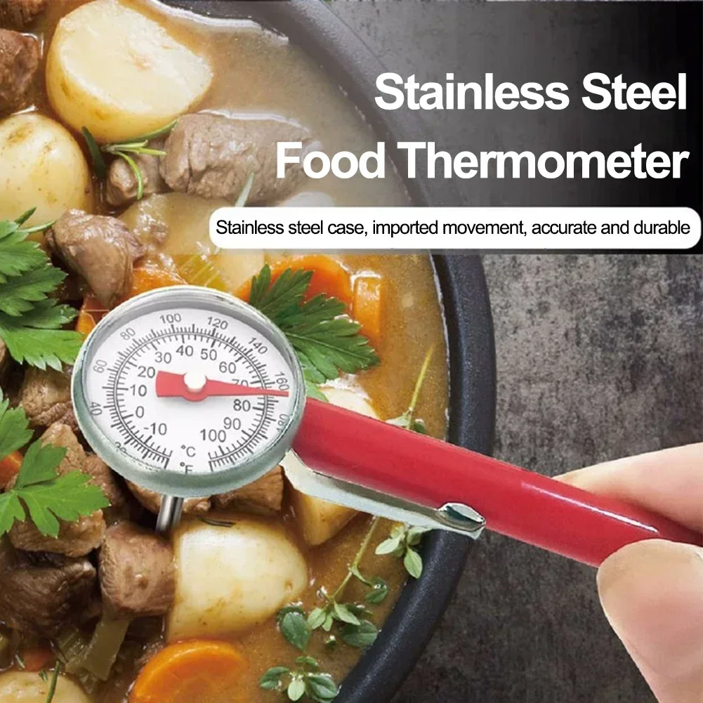 Robust Stainless Steel Food Probe Thermometer Measure Temperature Of BBQ, Meat, Milk, And More No Batteries Required