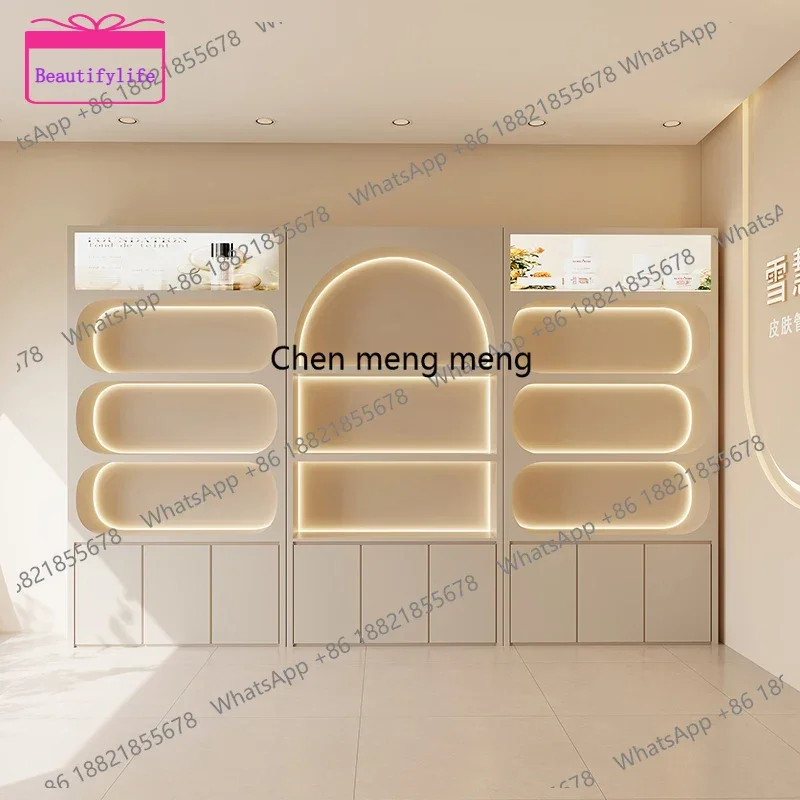 

YL French Beauty Salon Makeup Display Cabinet Skin Care Product Rack Makeup Cabinet Storage Rack High-end Salon Furniture